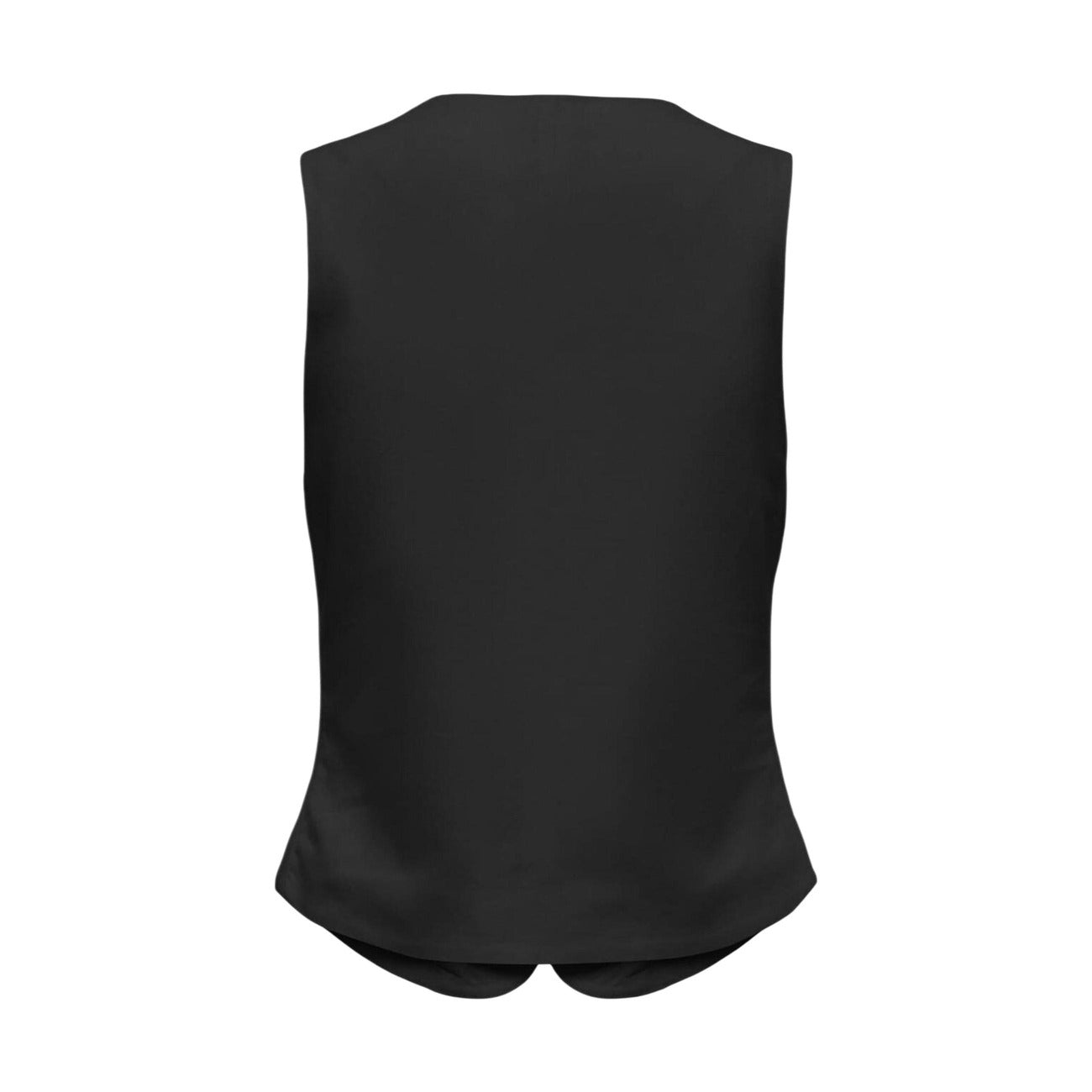 2457272 Only Gilet Nero Viscosa Lino Bottoni Donna