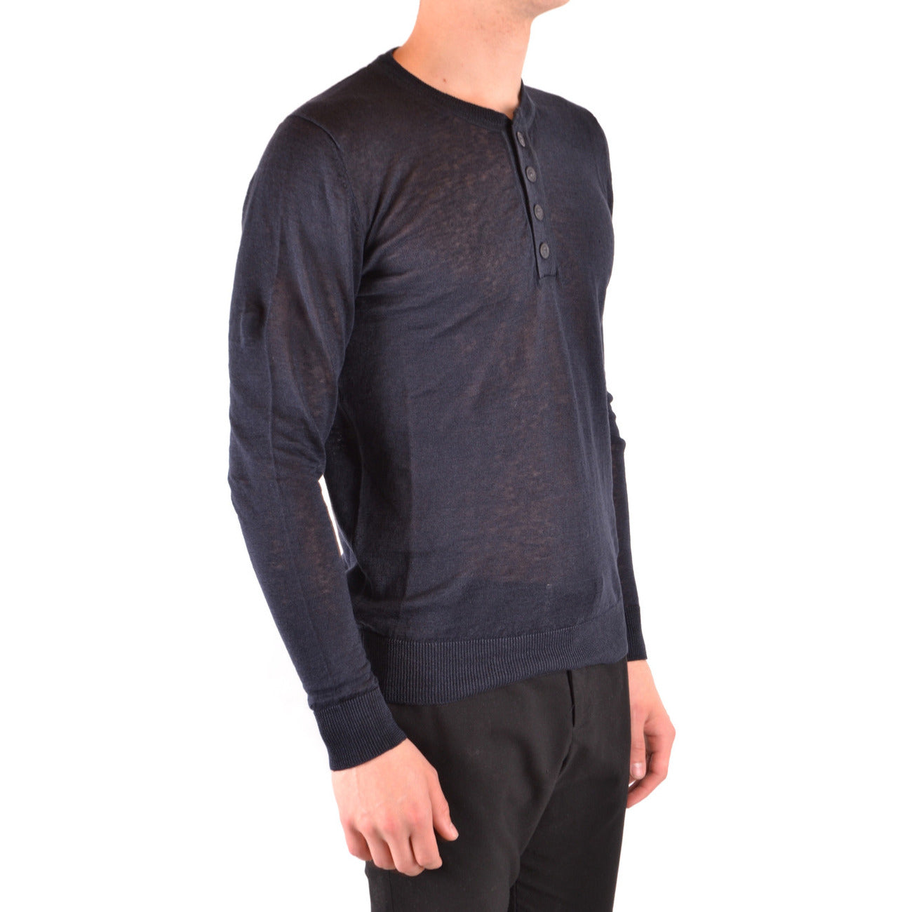 2425458 Woolrich Maglia Blu Lino Maniche Lunghe Uomo