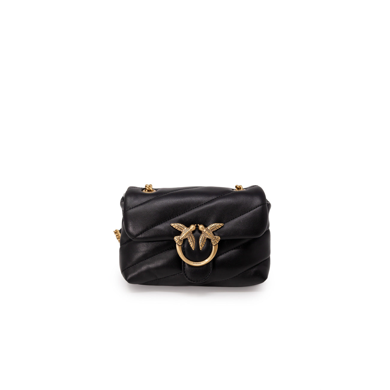 2409900 Pinko Borsa Tracolla Nera Pelle Bottone Gancio Donna