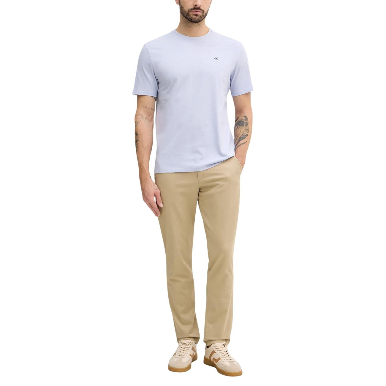 2451699 Calvin Klein Jeans T-Shirt Azzurra 100% Cotone Uomo