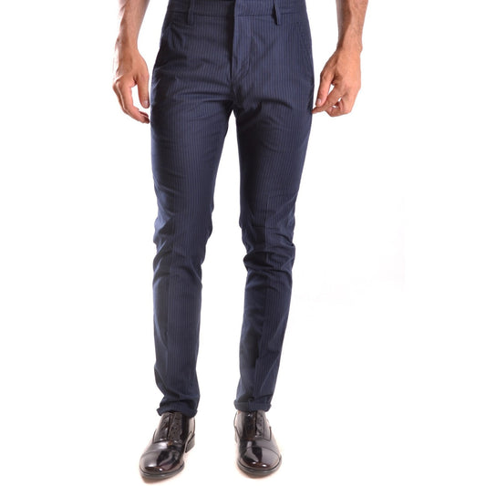 2429284 Dondup Pantaloni Blu Righe Cotone Elastan Uomo