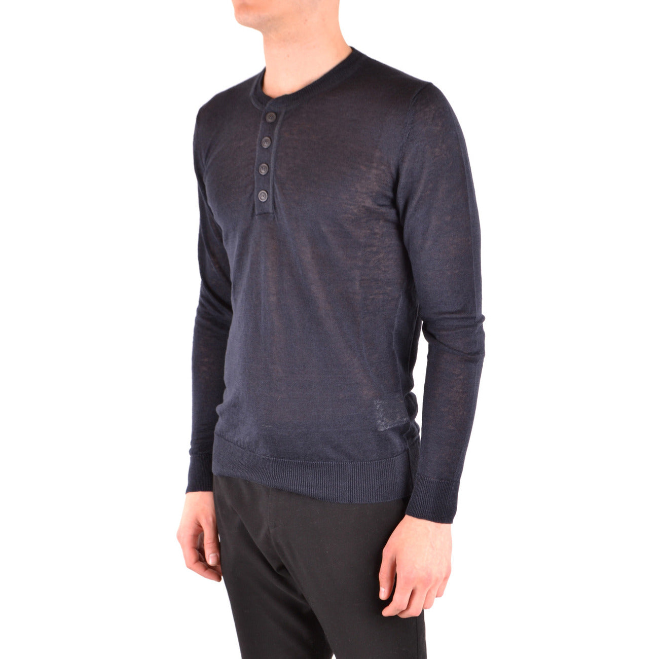 2425458 Woolrich Maglia Blu Lino Maniche Lunghe Uomo
