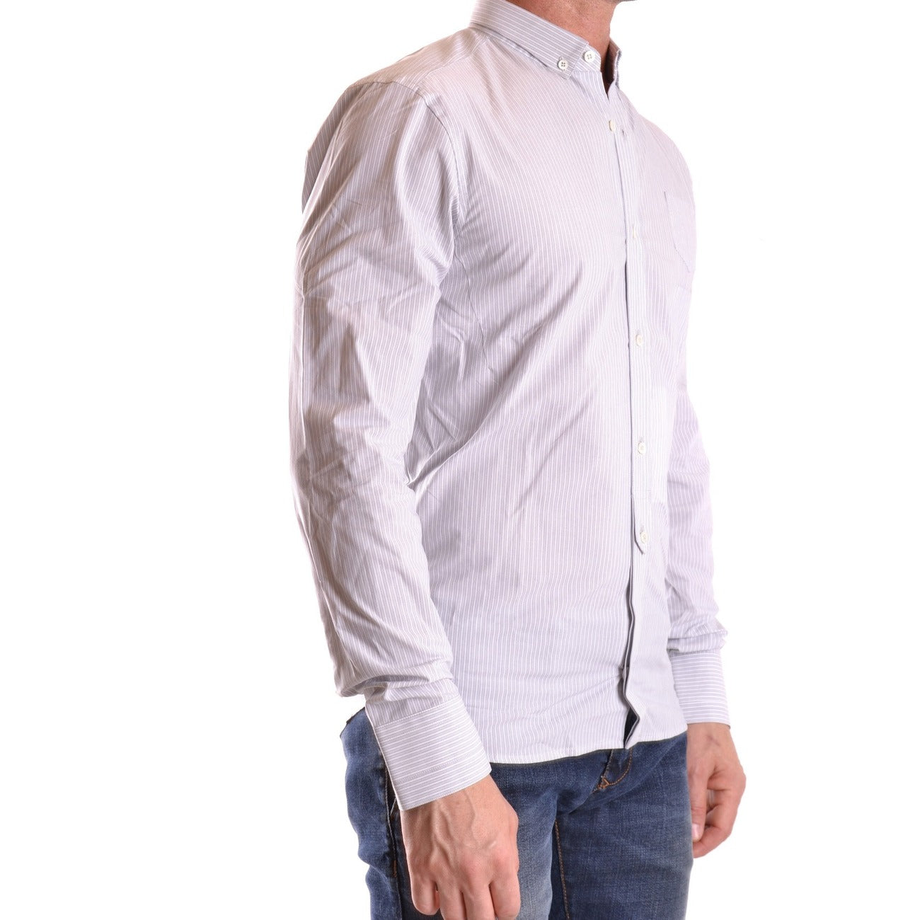 2431138 Neil Barrett Camicia Grigio Righe Maniche Lunghe Uomo