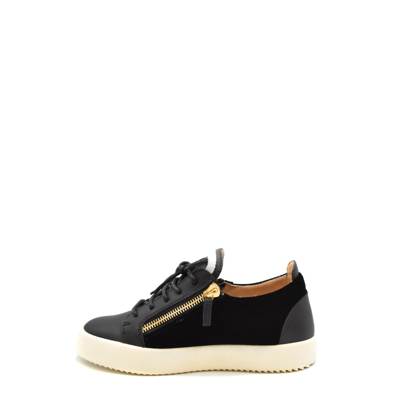 2438026 Giuseppe Zanotti Sneakers Nere Pelle Zip Lacci Donna