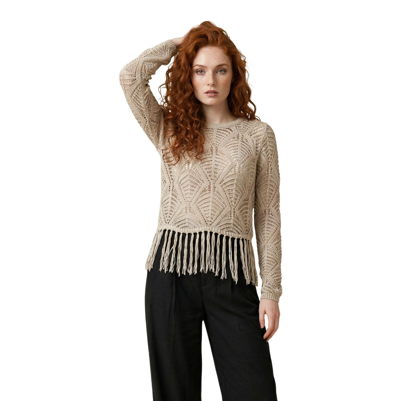 515663 Only Maglia Beige Maniche Lunghe Donna
