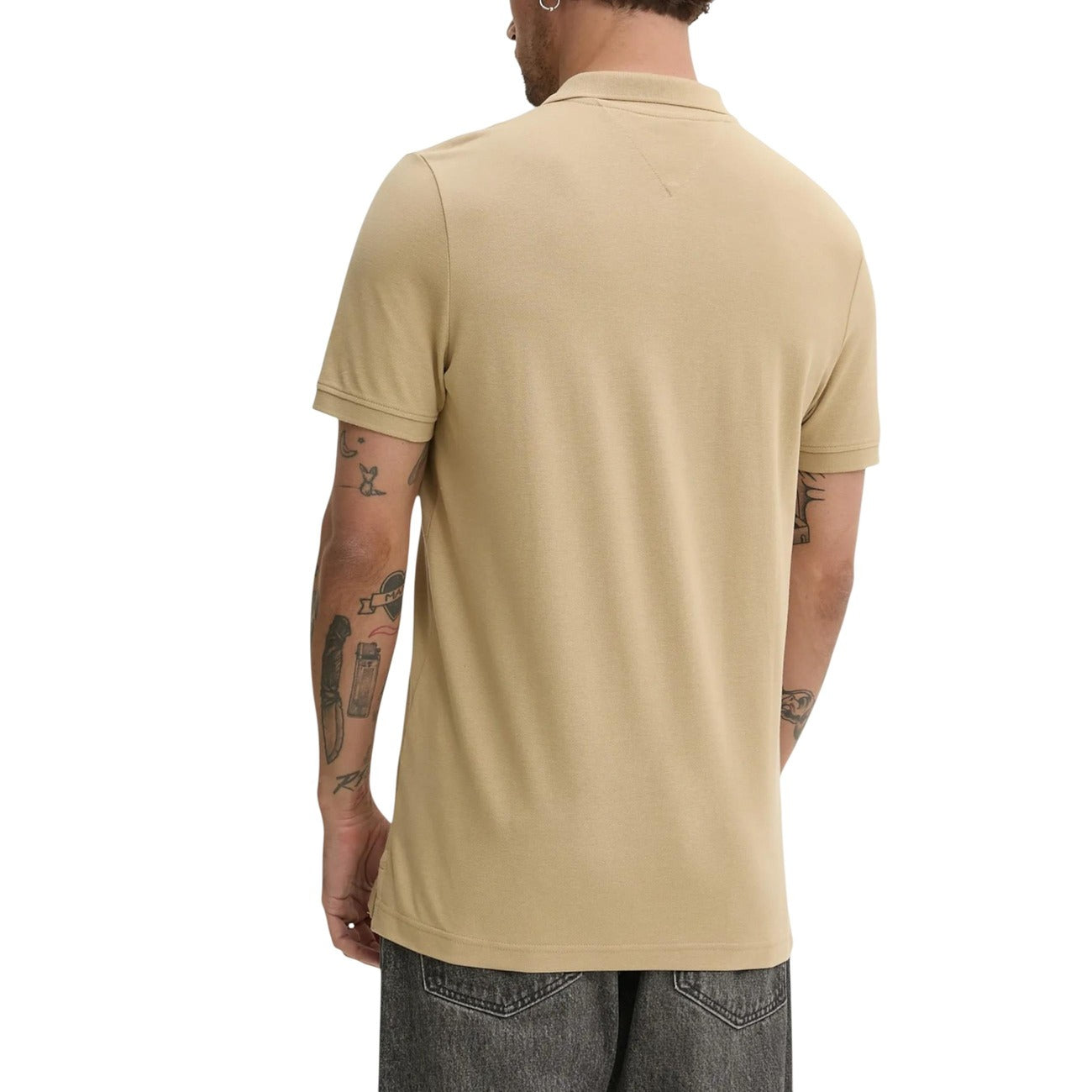 2447155 Tommy Hilfiger Jeans T-shirt Beige Bottoni Colletto Uomo