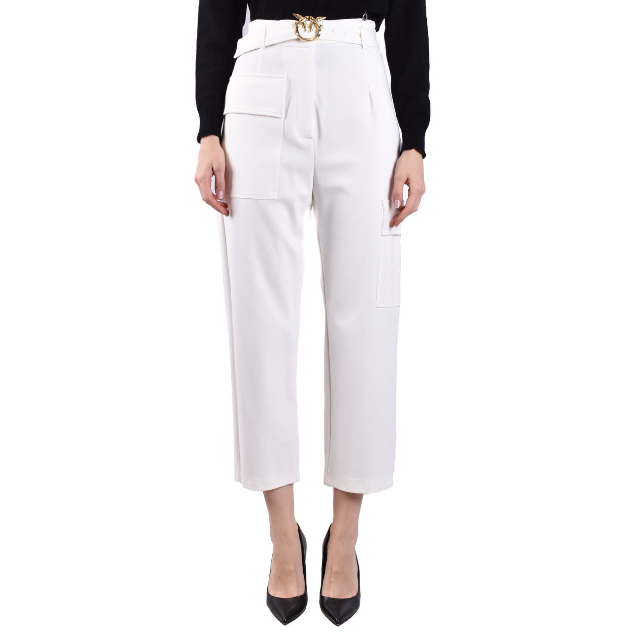 2423357 Pinko Pantaloni Bianchi Donna Viscosa 67% Tasche