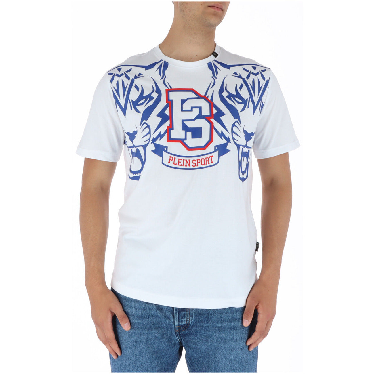 443837 Plein Sport T-Shirt Bianco Stampa Uomo