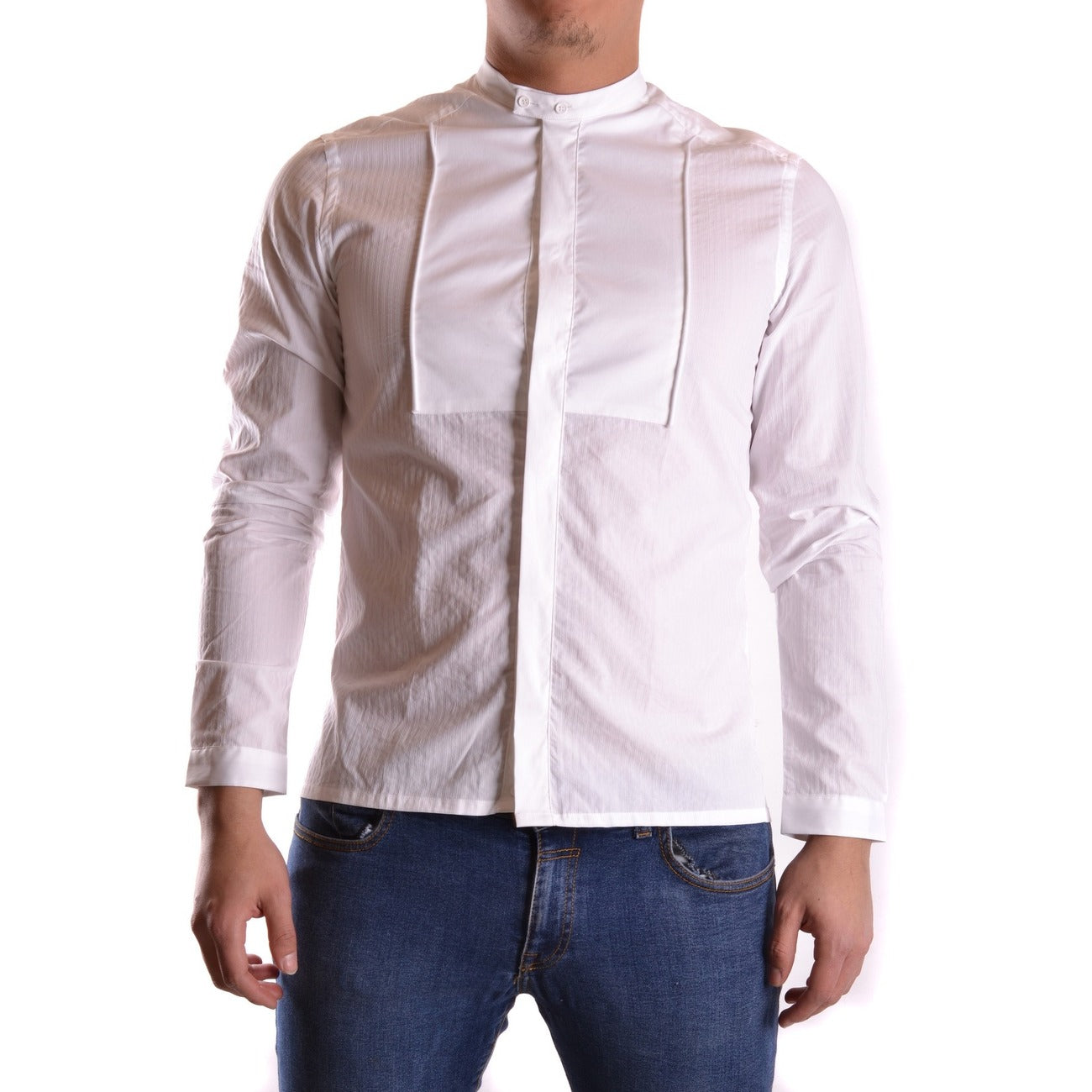 2430948 Paolo Pecora Camicia Bianco Cotone Uomo