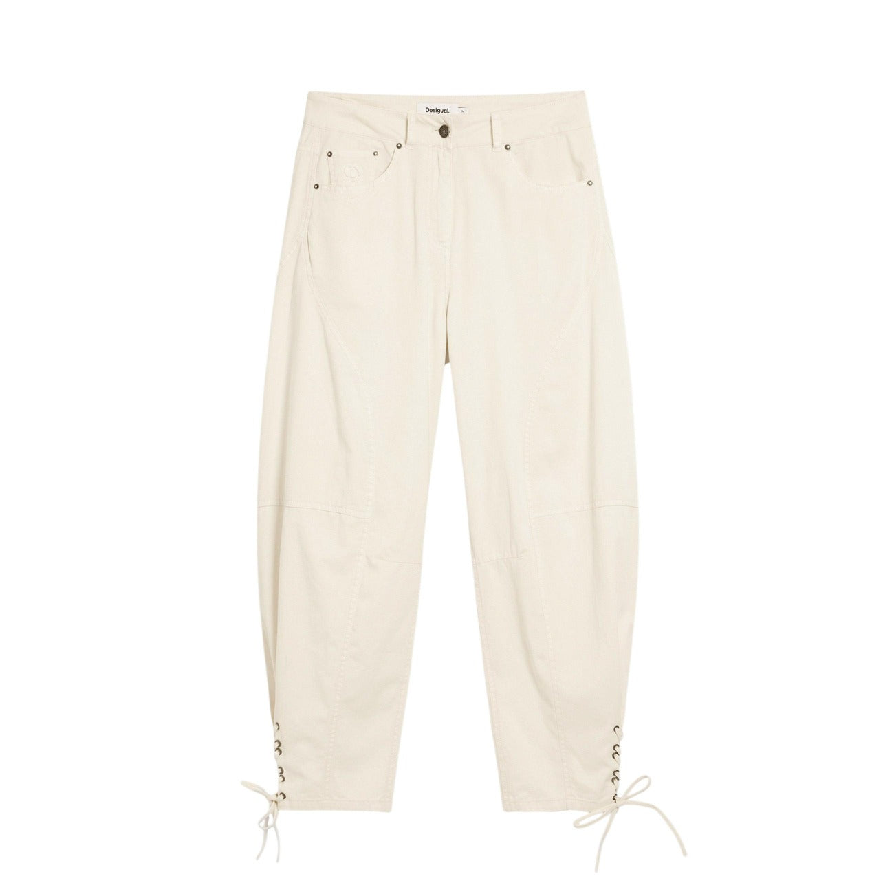 2453010 Desigual Pantaloni Donna Beige Cotone