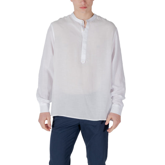 2417696 Antony Morato Camicia Bianca Lino Lyocell Colletto Coreana Uomo