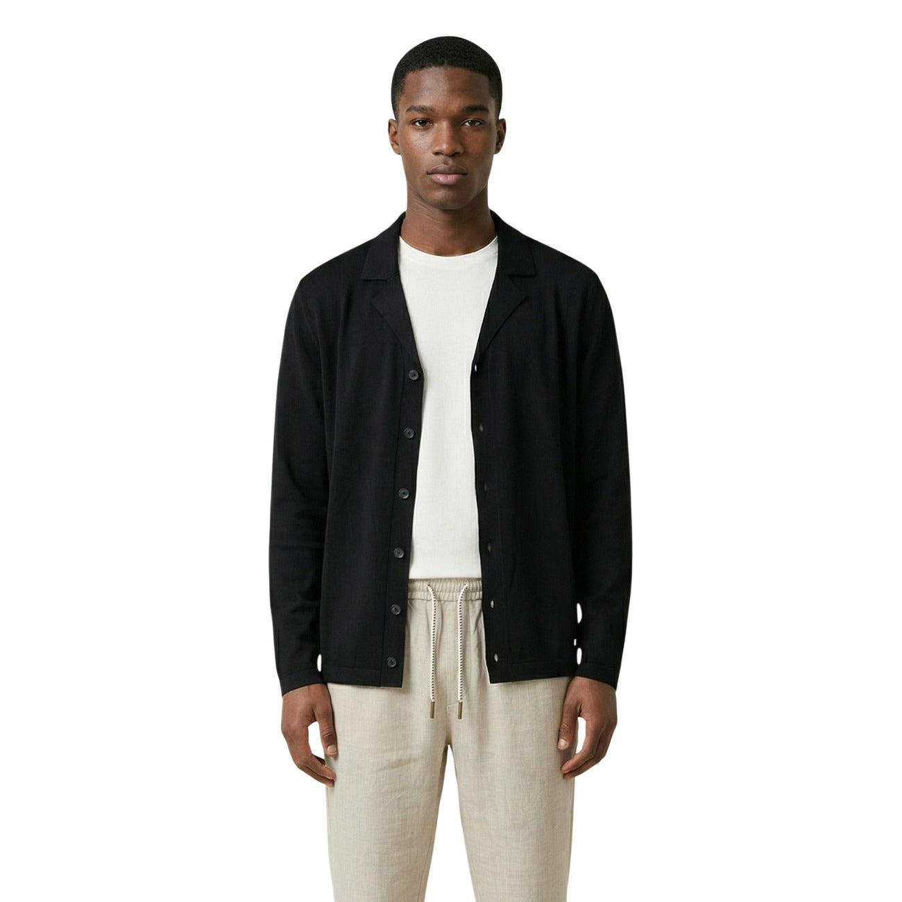 2455600 Gianni Lupo Cardigan Nero Bavero Uomo