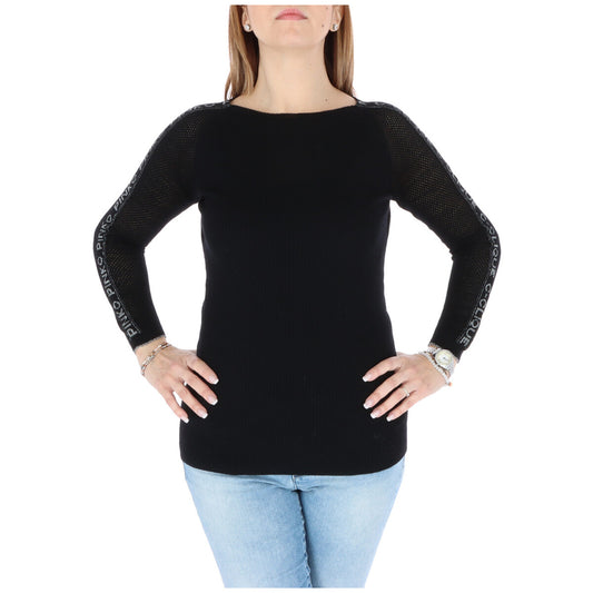 343903 Pinko Maglia Nera Lana Vergine Scollo Tondo Donna