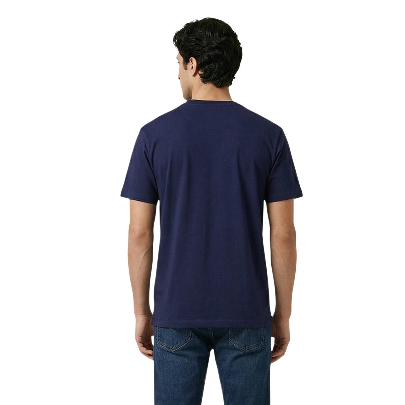 2458750 Napapijri T-Shirt Blu Cotone Stampa Scollo Tondo Uomo