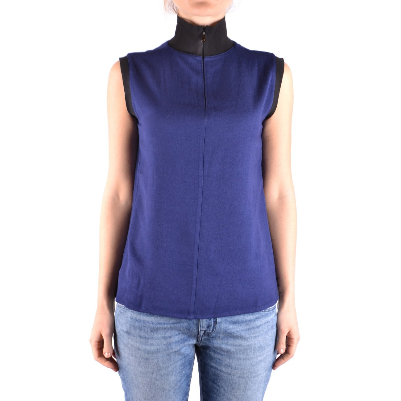 2437833 Jacob Cohen Gilet Blu Viscosa Lana Cerniera Made Italy Donna