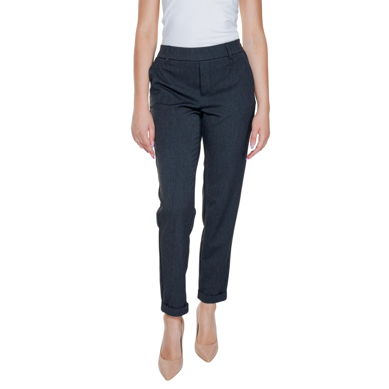 2294198 Vero Moda Pantaloni Grigi Melange Tasche Donna