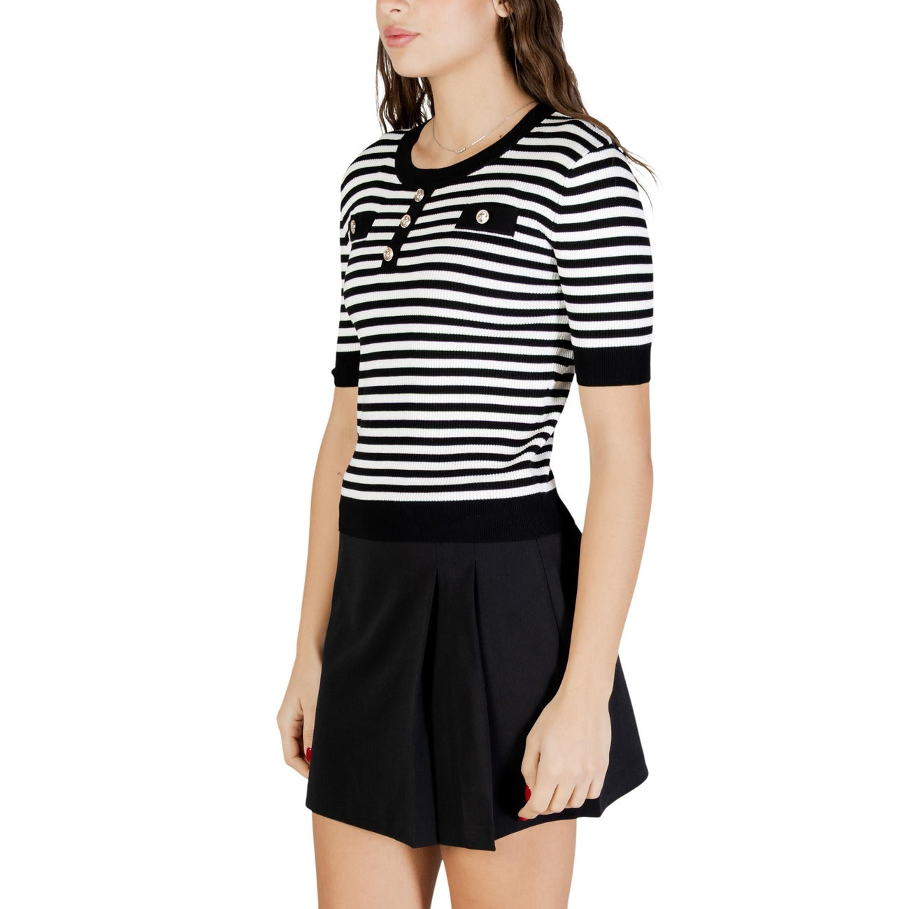 505587 Morgan De Toi Maglia Bianca Righe Maniche Corte Donna