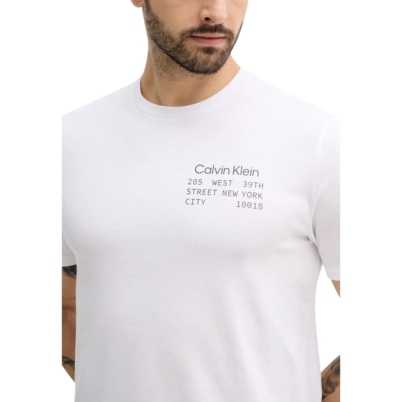2447064 Calvin Klein Jeans T-shirt Bianca Stampa Maniche Lunghe Uomo