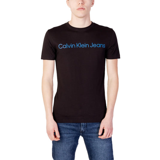 412394 Calvin Klein Jeans T-Shirt Nero Stampa Cotone Organico Uomo