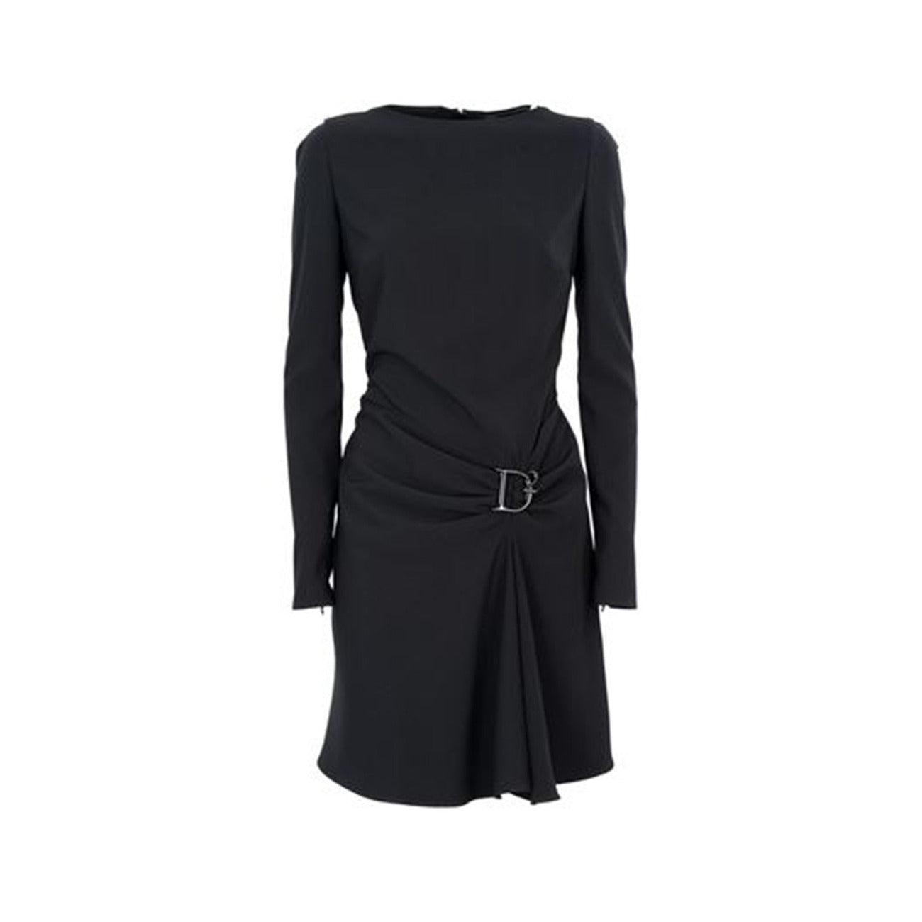 2429914 Dsquared2 Abito Nero Corto Donna Maniche Lunghe Scollo Barca