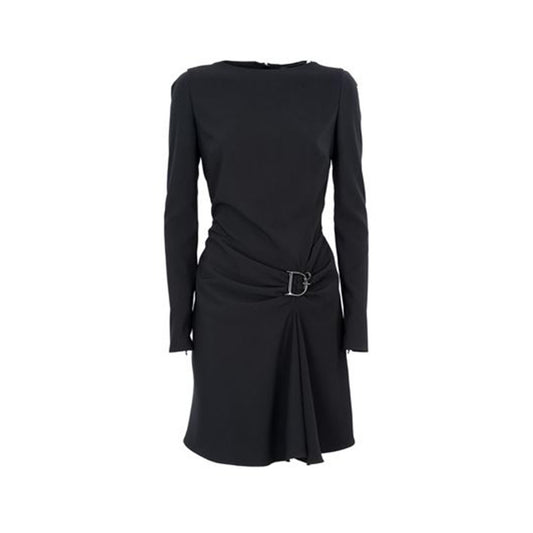 2429914 Dsquared2 Abito Nero Corto Donna Maniche Lunghe Scollo Barca