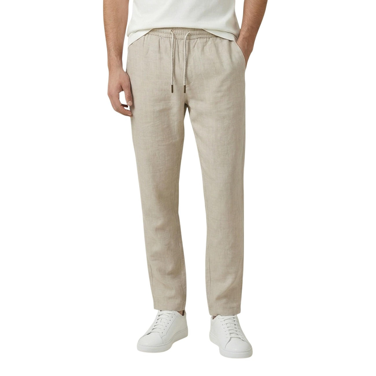 2455902 Gianni Lupo Pantaloni Beige Lyocell Uomo