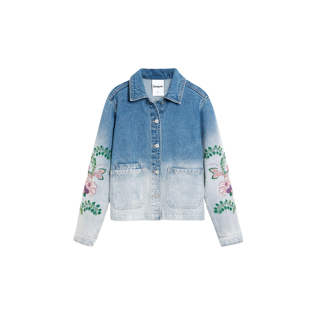 2452932 Desigual Giacca Azzurra Cotone Bottoni Donna