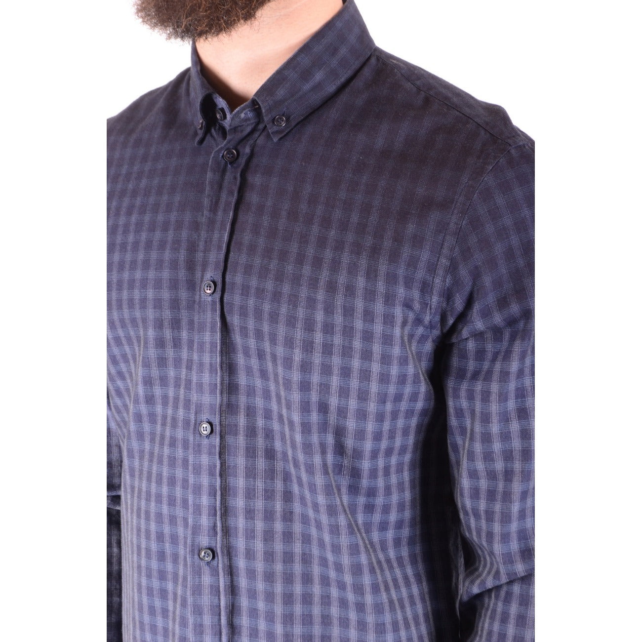2429322 Dondup Camicia Blu Quadri Cotone Uomo