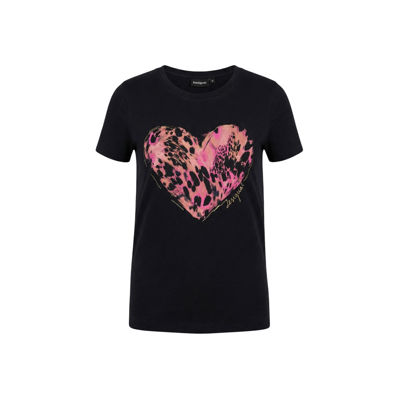 2454402 Desigual T-Shirt Donna Nera Stampa Cotone