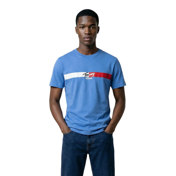 T-Shirt Turchese Cotone Organico Stampa Uomo
