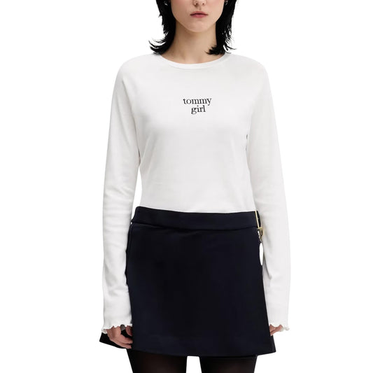 497864 Tommy Hilfiger Jeans Maglia Bianca Maniche Lunghe Donna