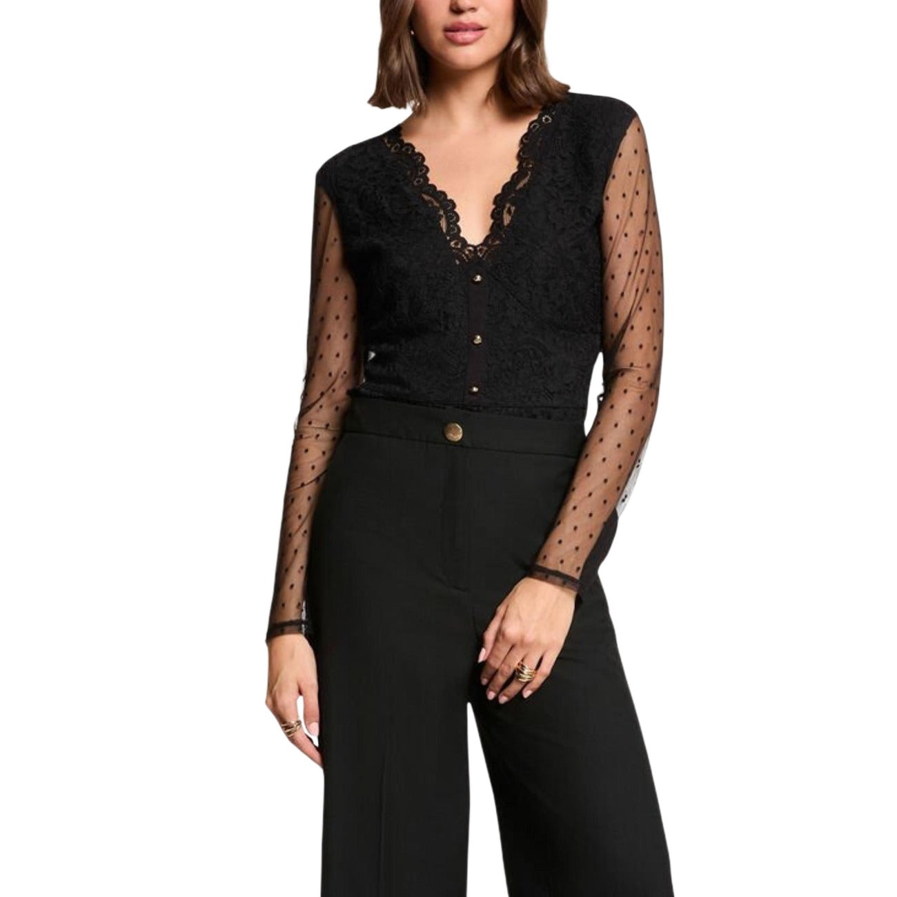 505267 Morgan De Toi Blusa Nera Maniche Lunghe Donna