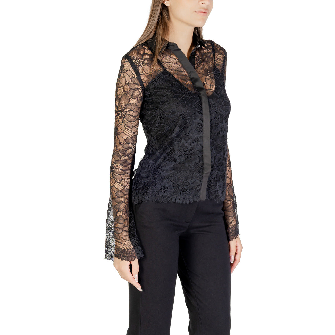 2427171 Guess Camicia Nera Donna Poliammide 99% Bottoni
