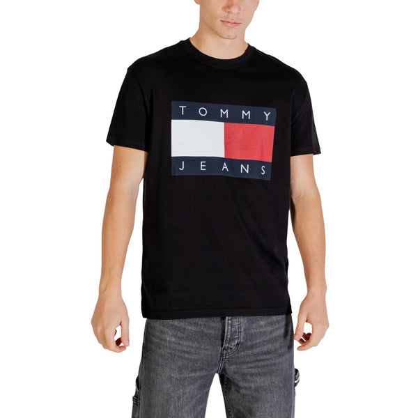 T-shirt Nera Stampa Cotone Organico Uomo