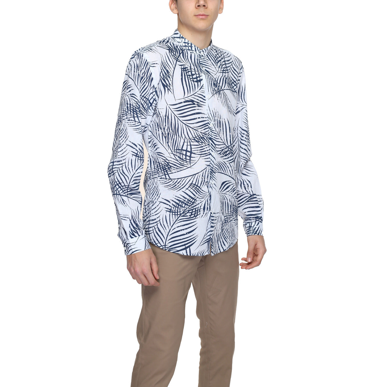 2220345 Antony Morato Camicia Blu Floreale Cotone Lino Uomo