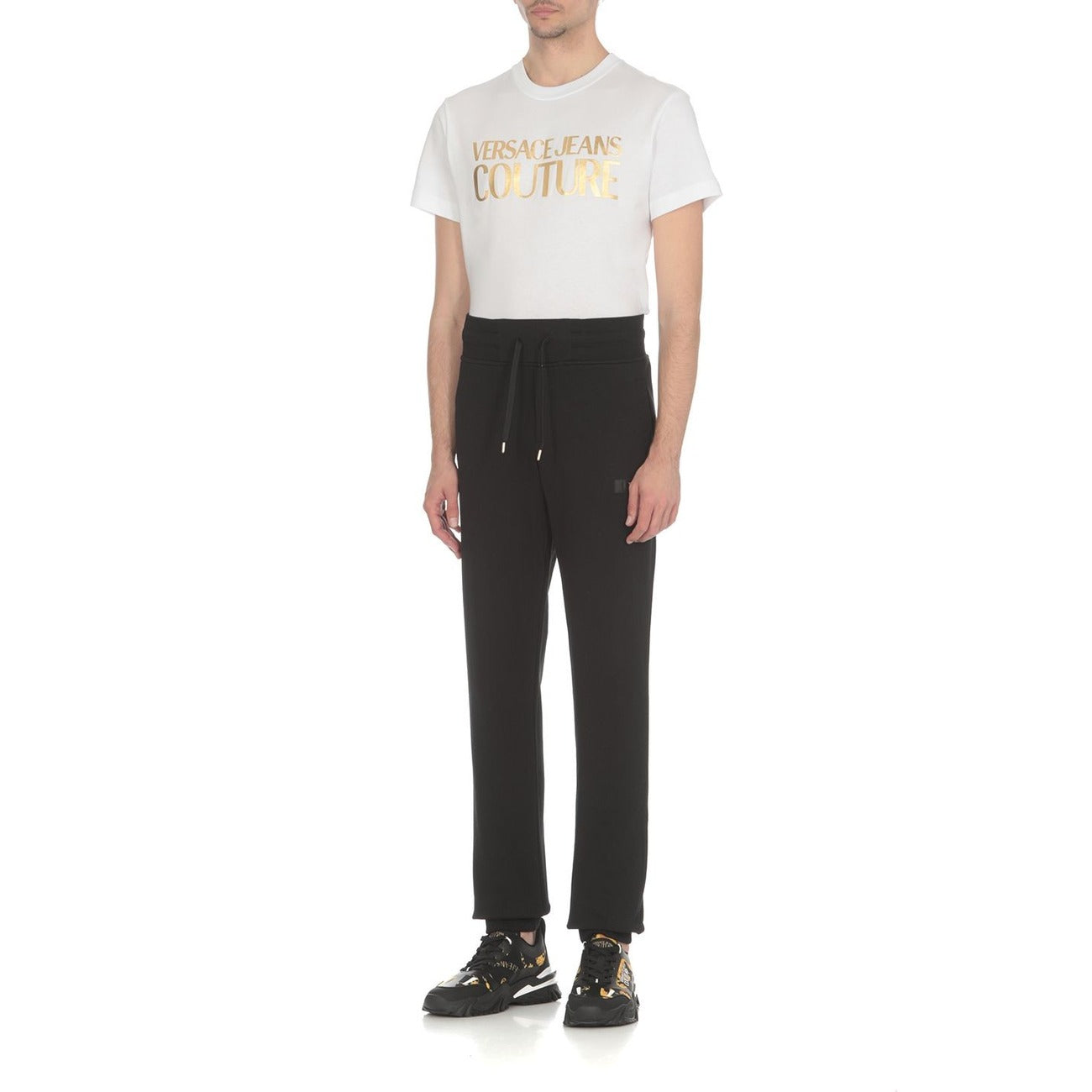 2429929 Versace Jeans Couture Pantaloni Nero Stampa 100% Cotone Uomo