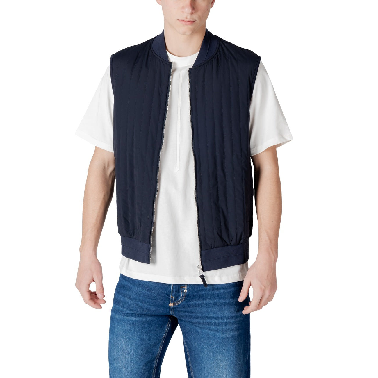 2413447 Antony Morato Gilet Blu Cotone Smanicato Uomo