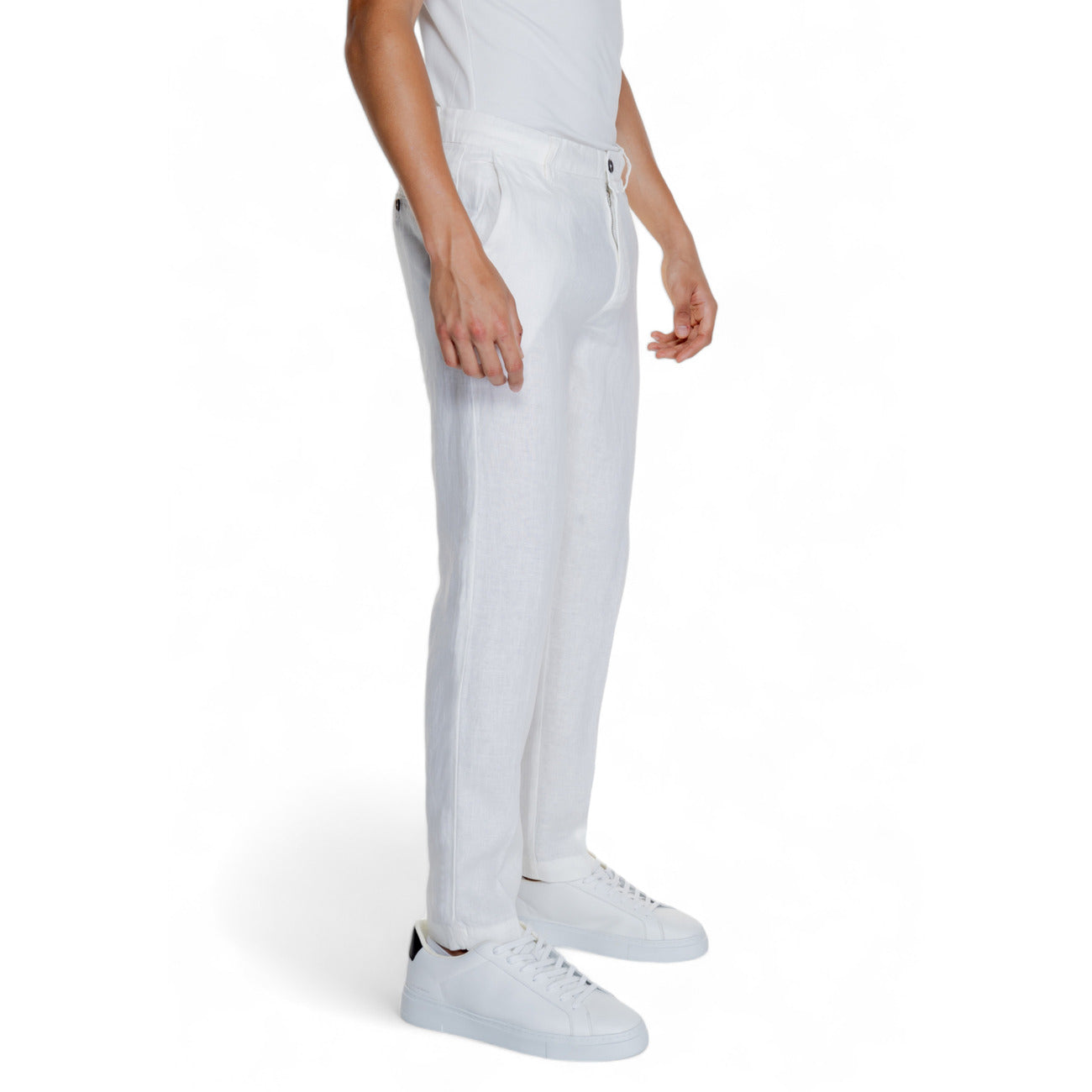 2312262 Borghese Pantaloni Bianco Lino Uomo