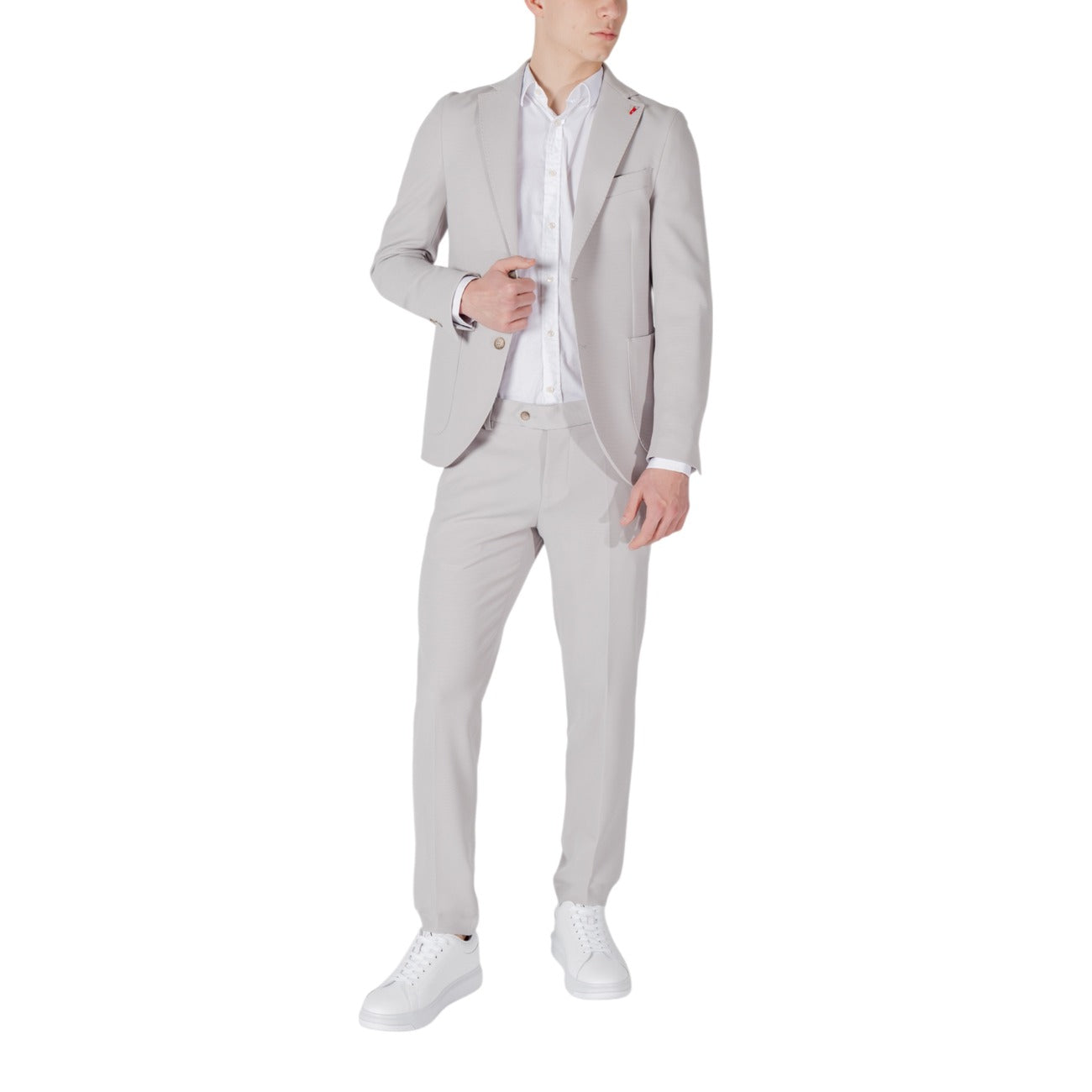 2416579 Mulish Abito Grigio Bavero Bottoni Tasche Scollo V Uomo