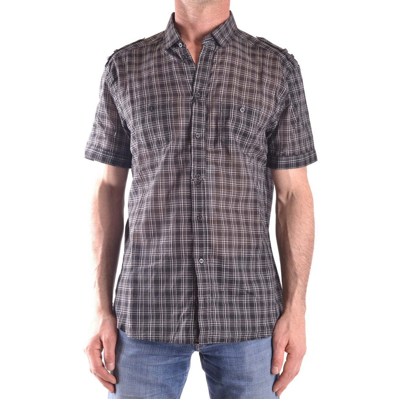 2431329 Neil Barrett Camicia Multicolore Quadri Maniche Corte Uomo