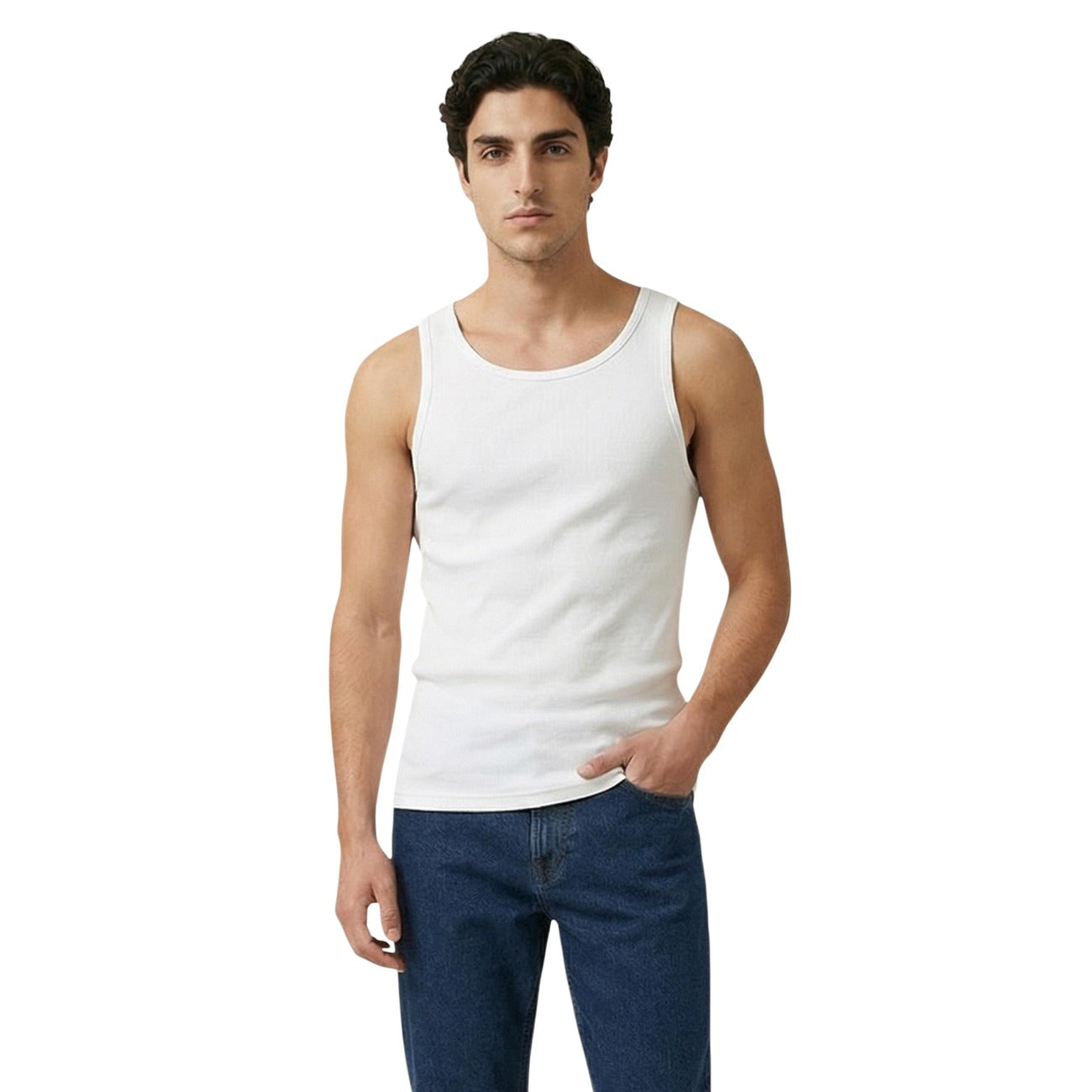 2458211 Only & Sons Canotta Bianca Cotone Uomo