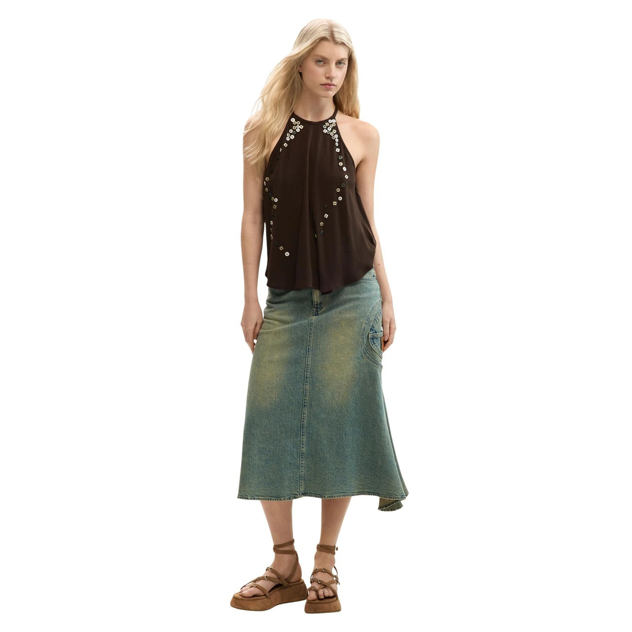 2458908 Desigual Top Marrone Donna