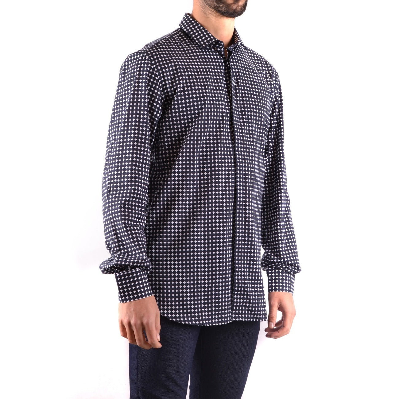 2430946 Neil Barrett Camicia Blu Pois Cotone Uomo