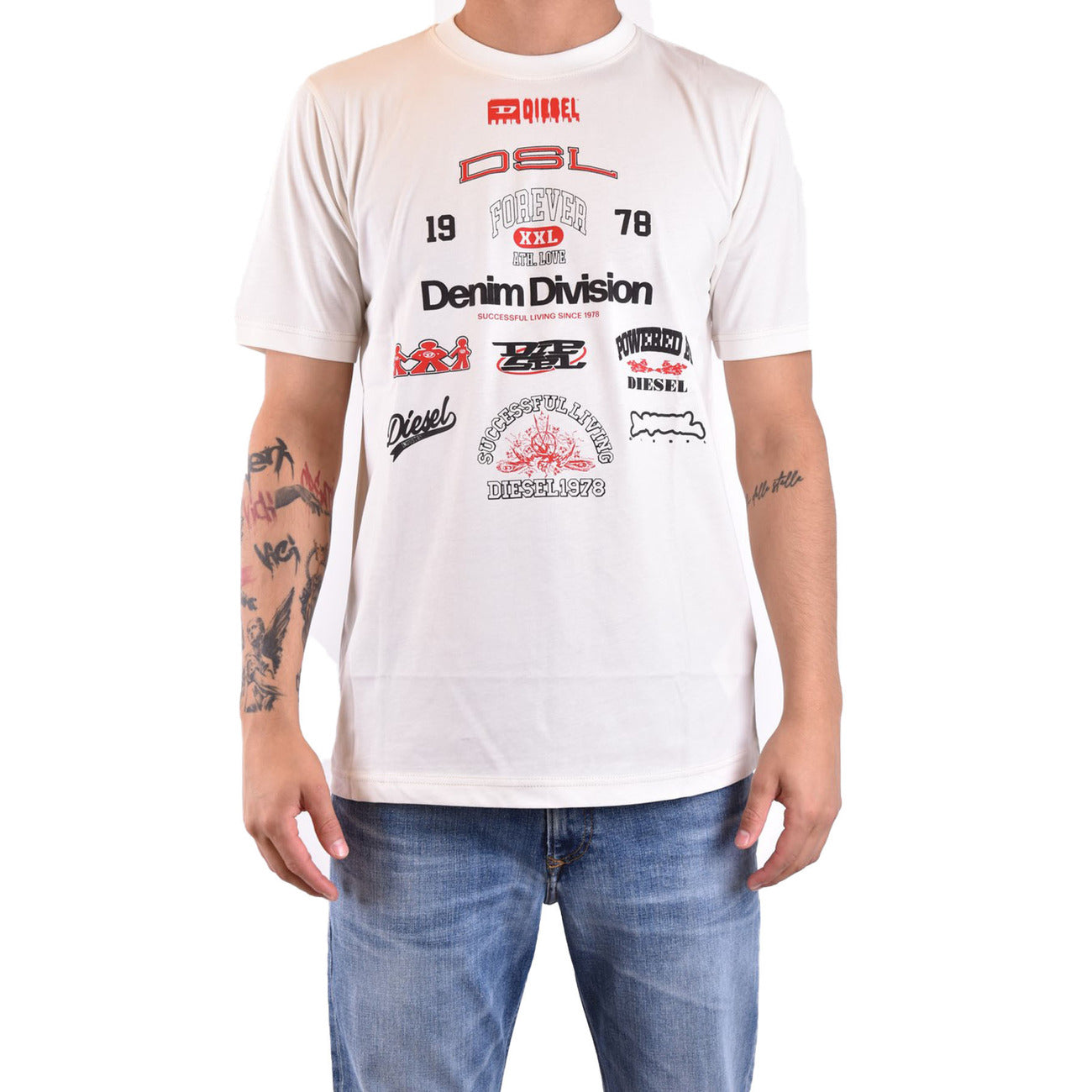 2424721 Diesel T-Shirt Bianca Stampa Uomo