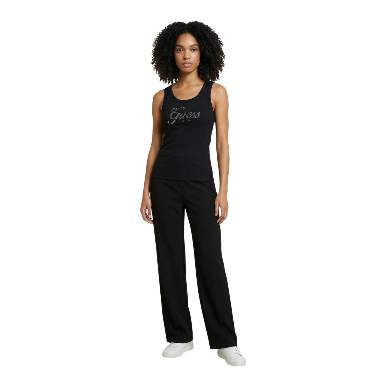 2458077 Guess Canotta Nera Poliammide Smanicata Donna