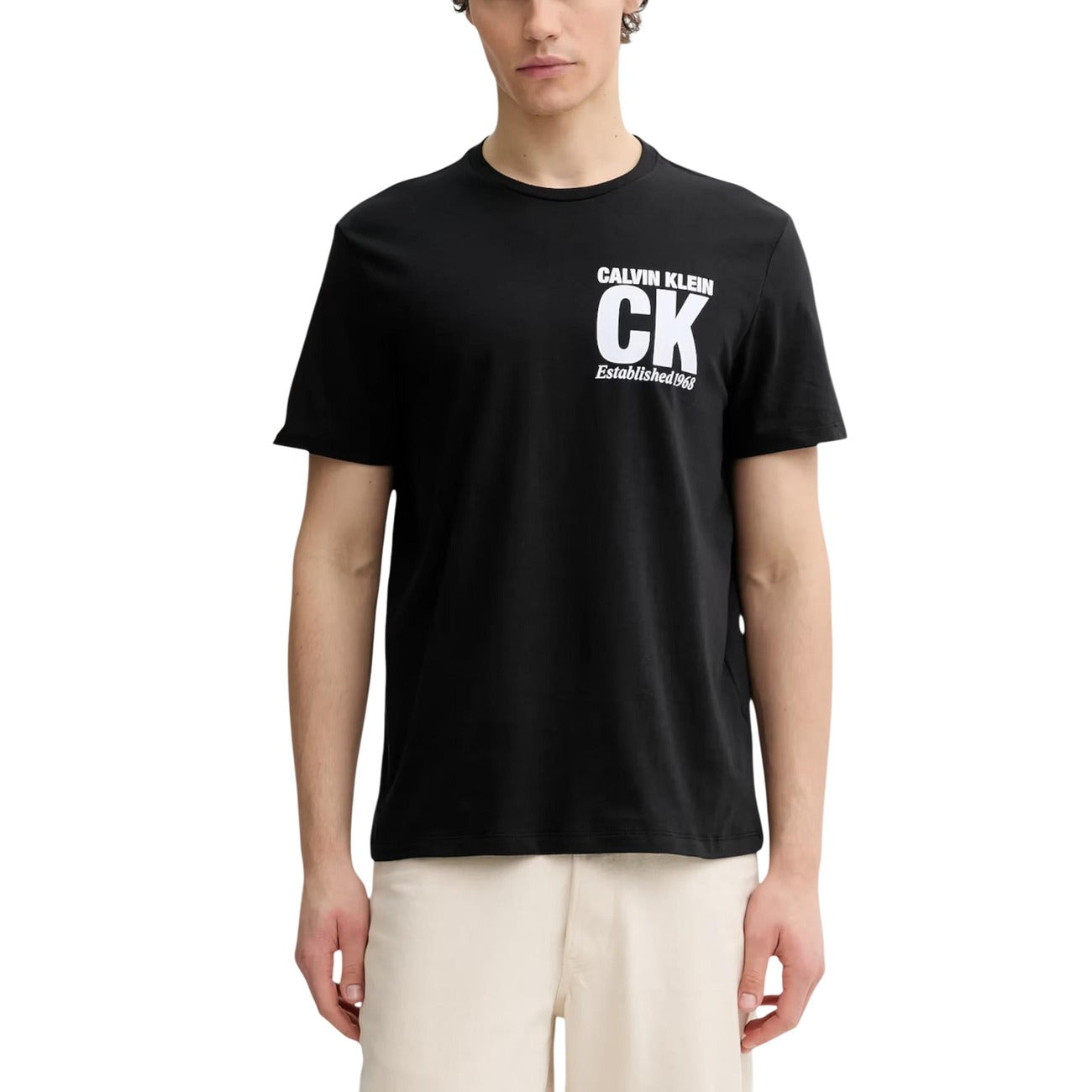 2447818 Calvin Klein T-shirt Nera Stampa Uomo