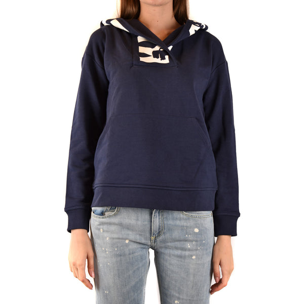Jeans Felpa Donna con Cappuccio e Maxi Logo Allover Blu Notte