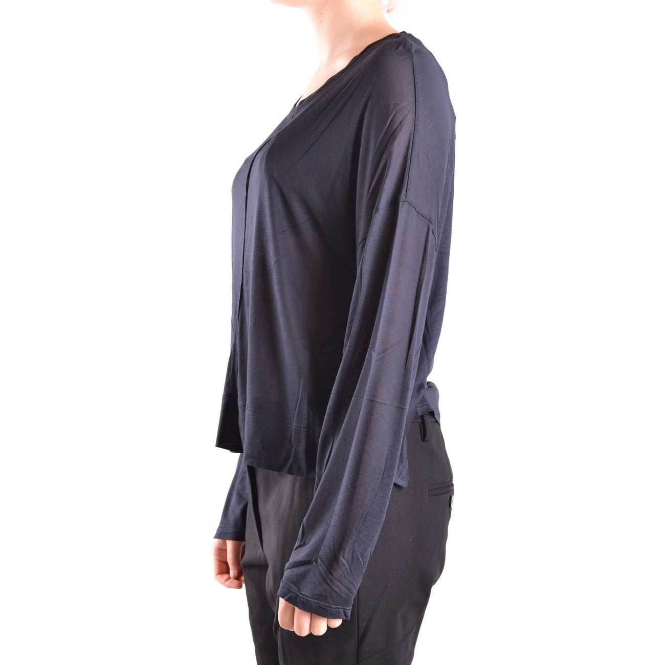 2429998 Dondup Maglia Nera Viscosa Scollo Tondo Donna