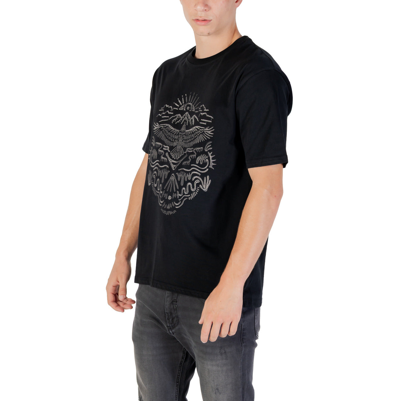 2430442 Gianni Lupo T-Shirt Nera Stampa Uomo