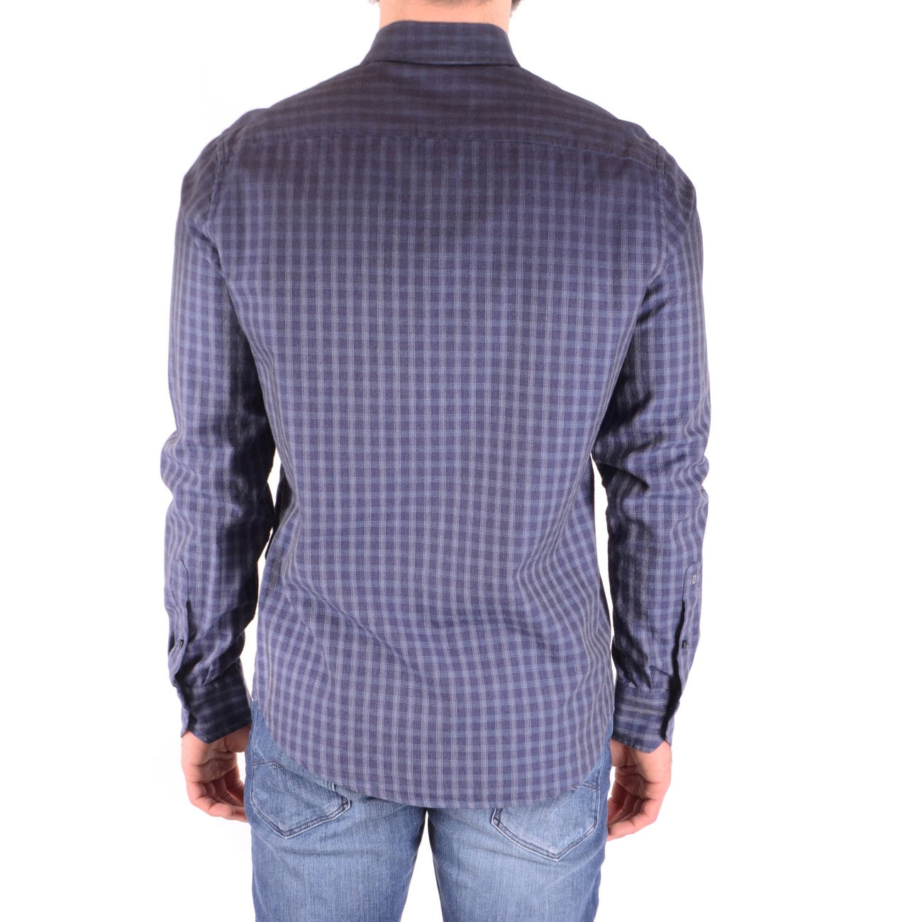 2429322 Dondup Camicia Blu Quadri Cotone Uomo